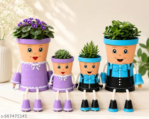 Cute little family planters,
Handmade Family Doll Planter Set of 4,Decorative Face Flower Pots,Indoor & Outdoor Garden Planters, Balcony, Living Room & Office Decor ,cute Succulent Pot , Unique Gift