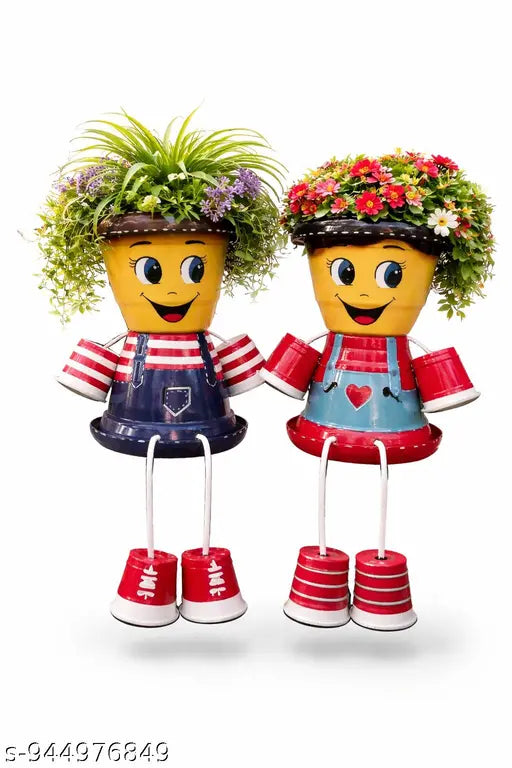 Cute Couple Planter Pots forGardenDecor,Handmade Cartoon Couple Planters for Balcony & Patio
Decorative Flower Pot Couple Set for Home Garden,balcony garden decor,